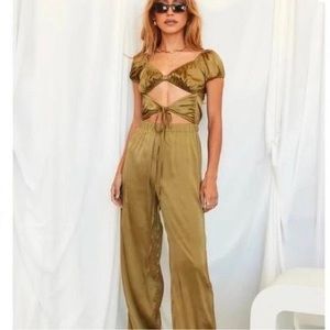 12th Tribe Midori Olive Cutout Jumpsuit